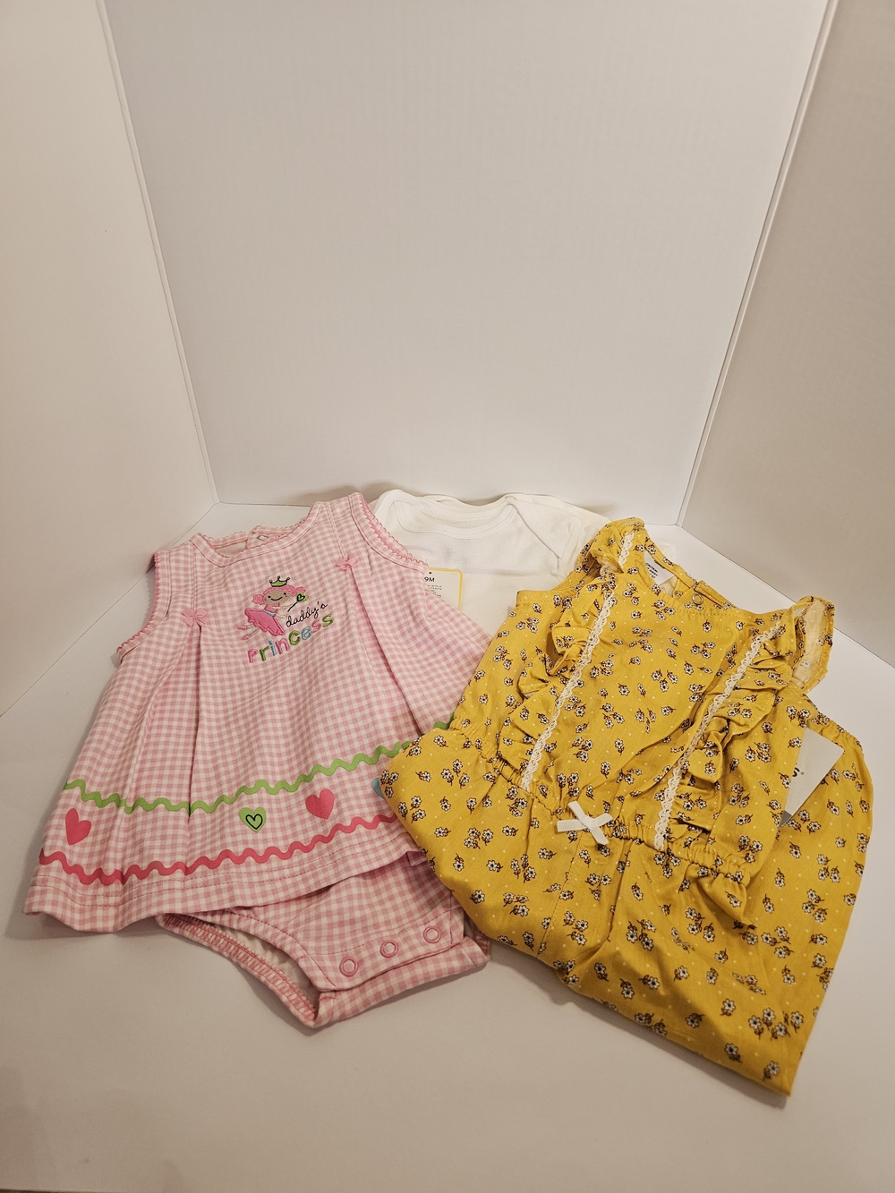 NWT - Baby Girls Summer Onesie & Dresses Lot - Pink, Yellow, White, Black - Picture 3 of 16